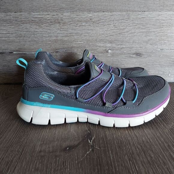 Skechers Sport Women's Loving Life Memory Foam Sneaker, Charcoal/Multi Size 8.5 - Picture 1 of 9